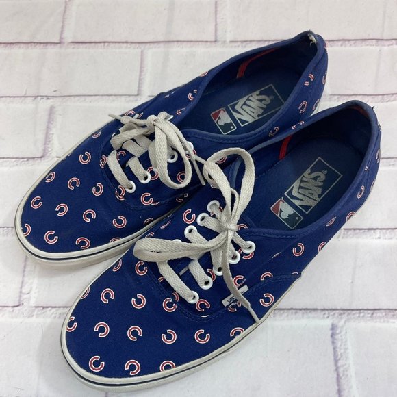 VANS Authentic Canvas Skate Shoes MLB Chicago Cubs Print Design Baseball Sneaker - Picture 11 of 12